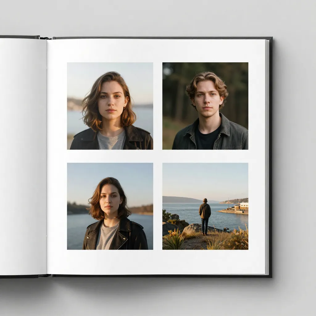 Editable photobook layout mockup